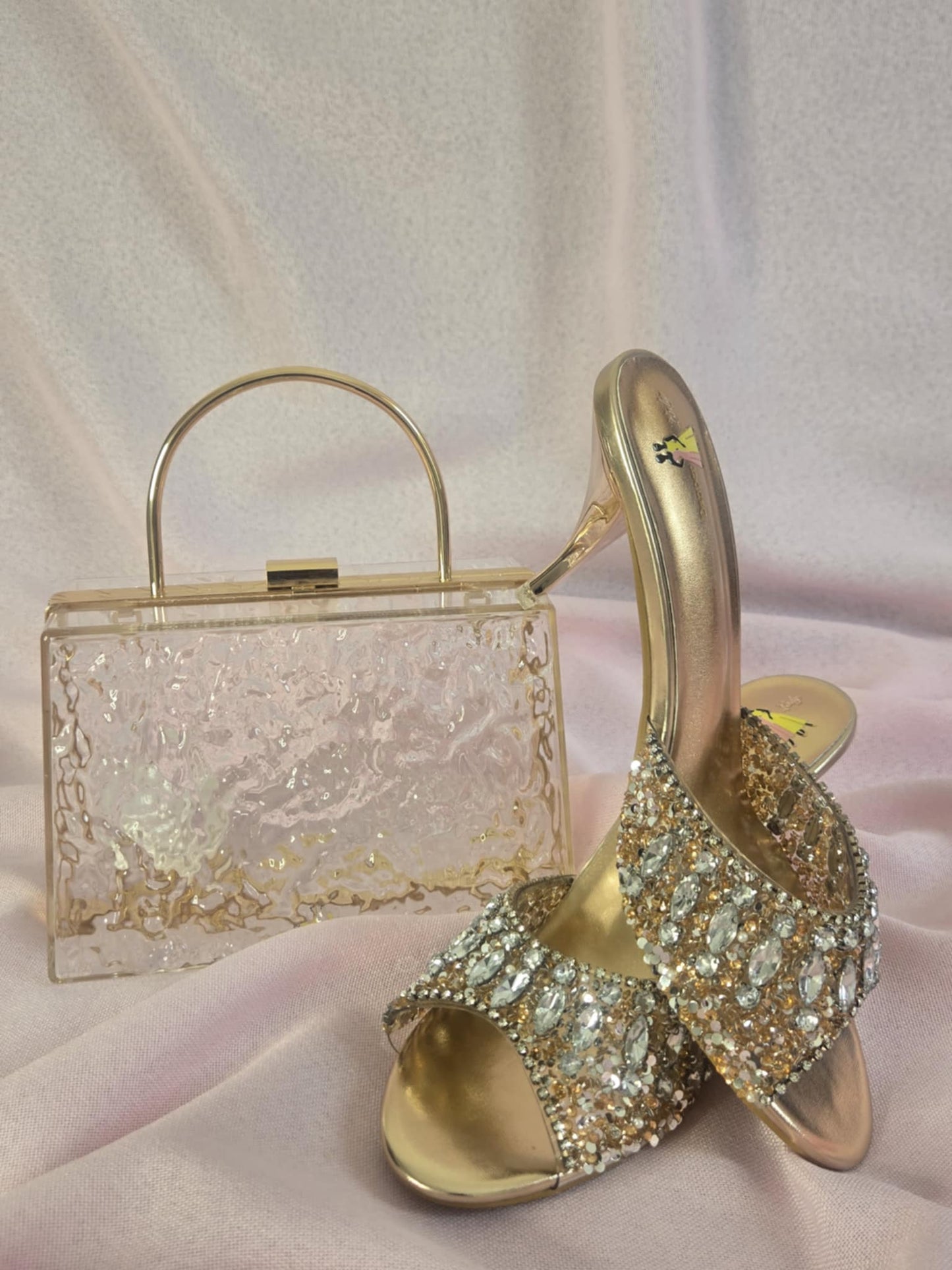 Dapper Lady Gold Rhinestone Mules