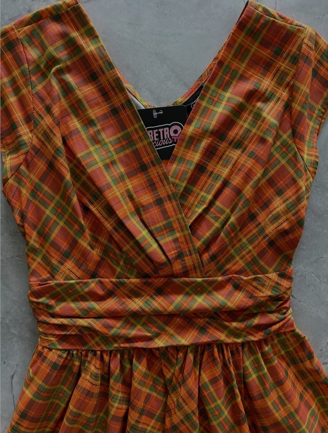 Greta Orange Plaid Dress