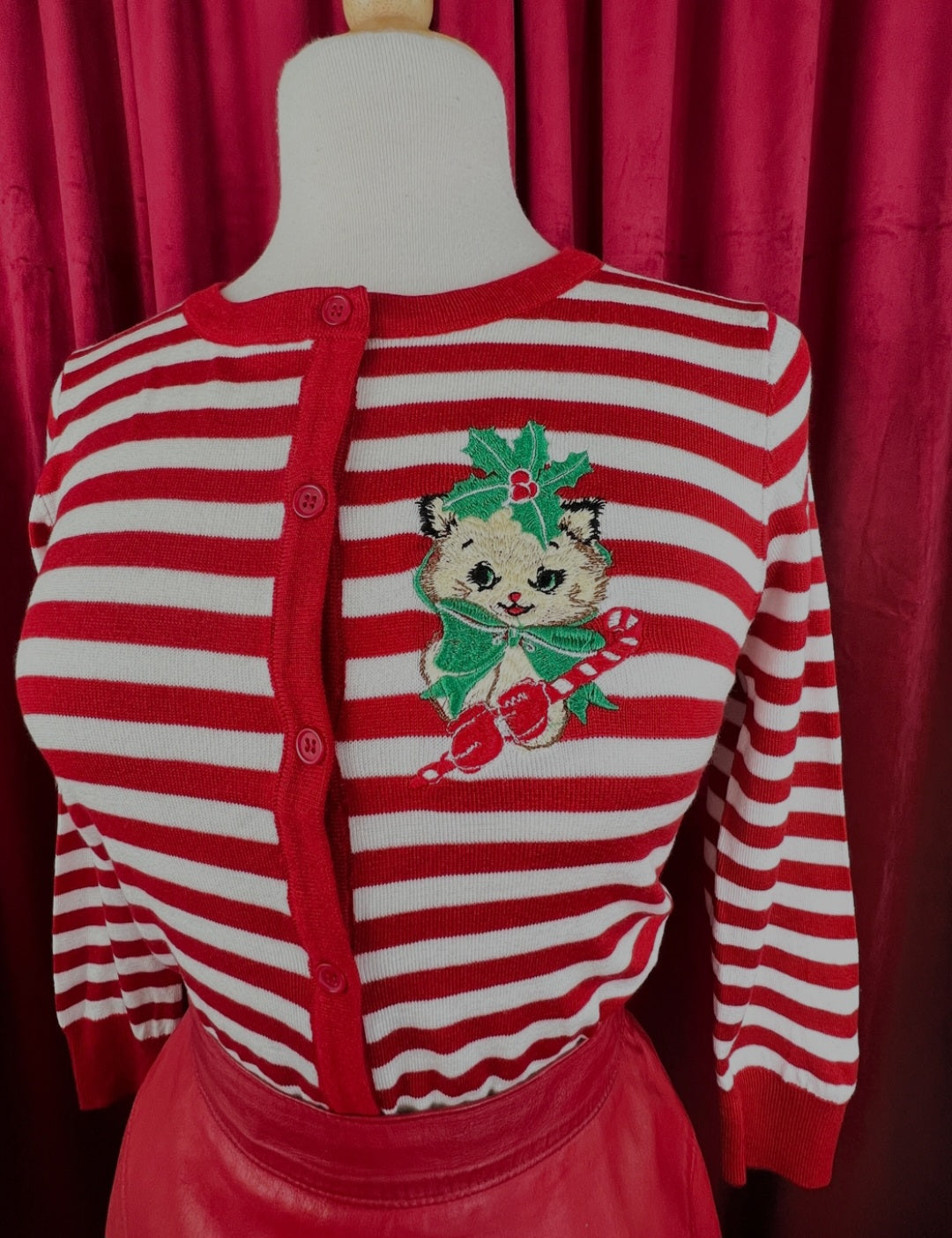 Candy Cane Kitty Sweater