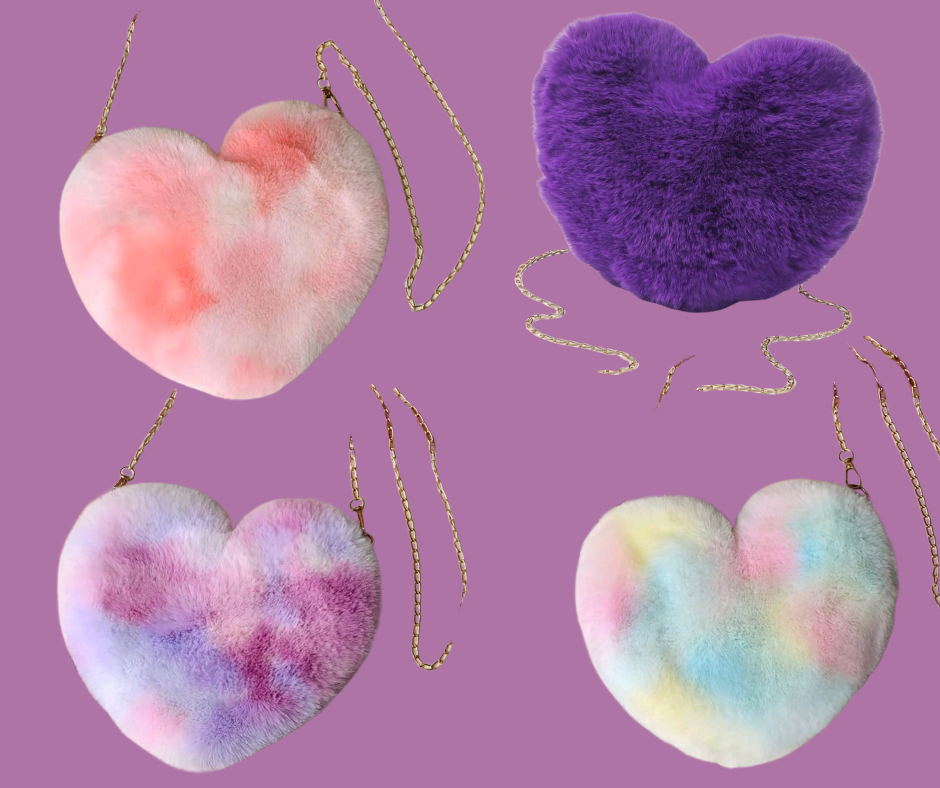 Fuzzy Heart Purse (Multiple Colors)