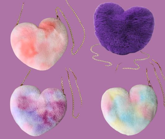 Fuzzy Heart Purse (Multiple Colors)