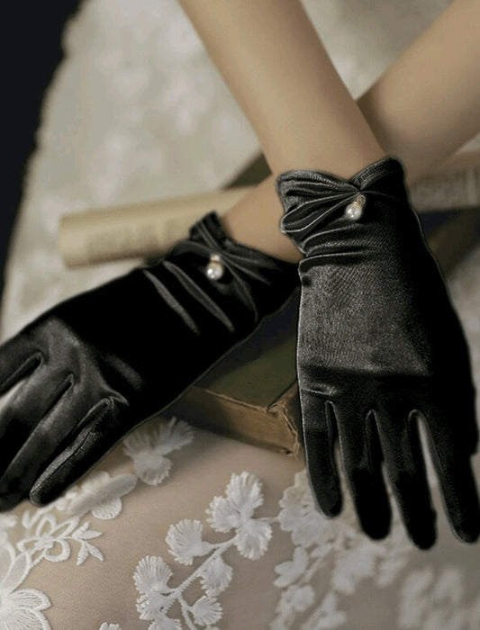 Black Gloves with Pearls