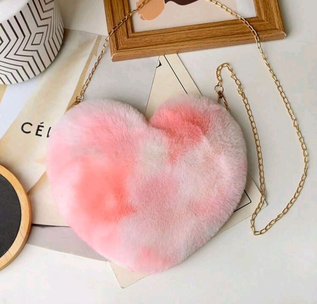 Fuzzy Heart Purse (Multiple Colors)