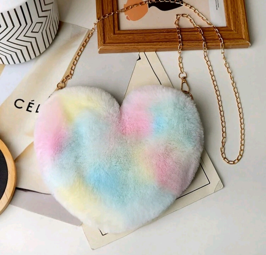 Fuzzy Heart Purse (Multiple Colors)