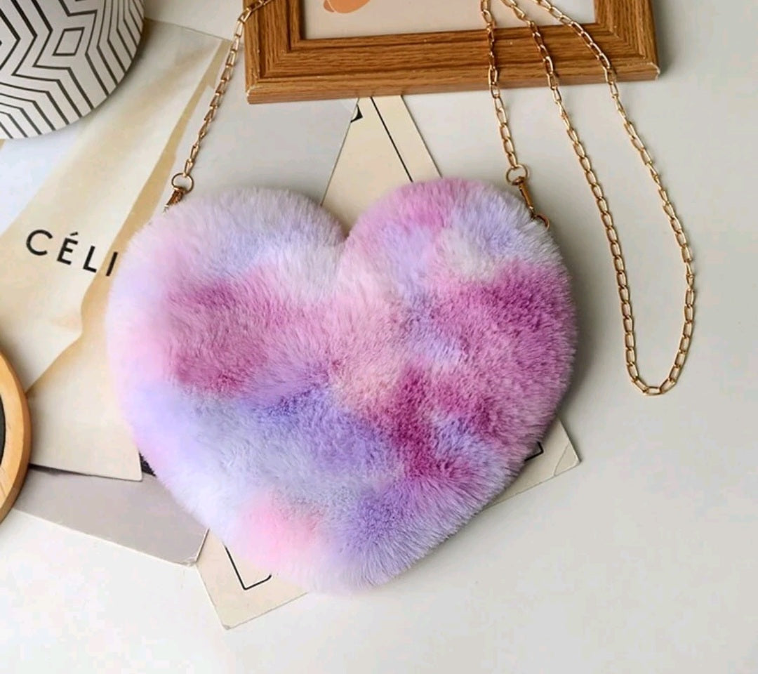 Fuzzy Heart Purse (Multiple Colors)