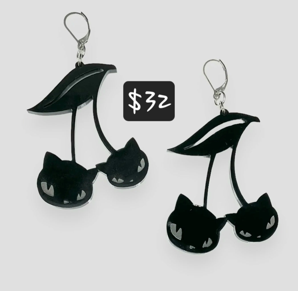 Black Kitty Earrings