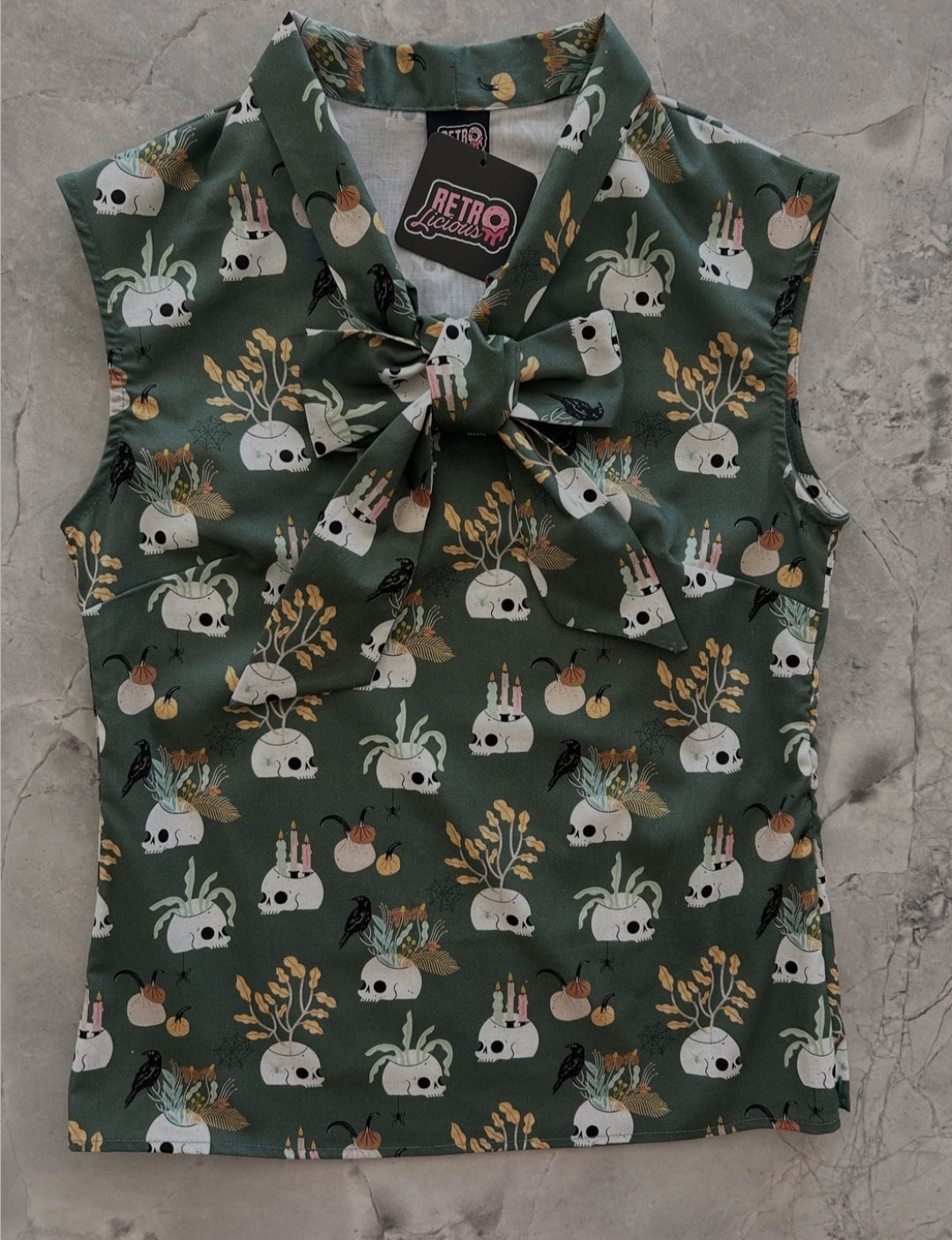 Tie Top Skeleton Print
