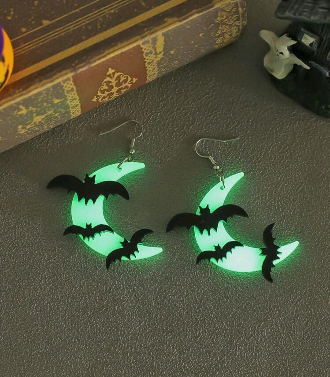 Glow Moon and Bat Earrings