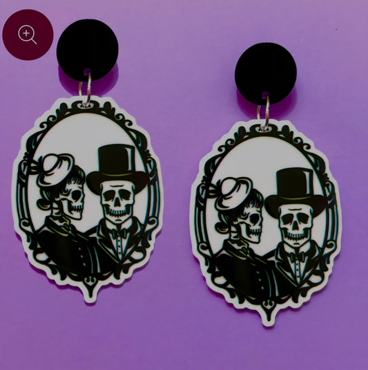 Skeleton Cameo Earrings