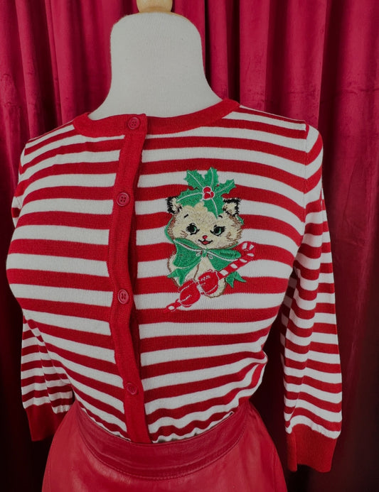 Candy Cane Kitty Sweater