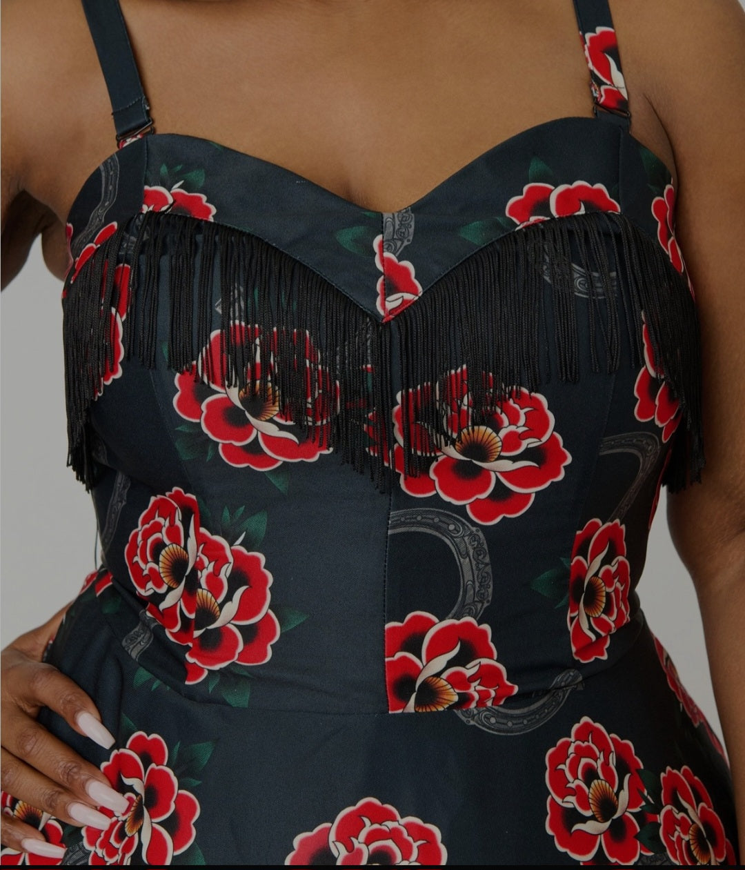 Preorder Western Fringe & Roses Dress