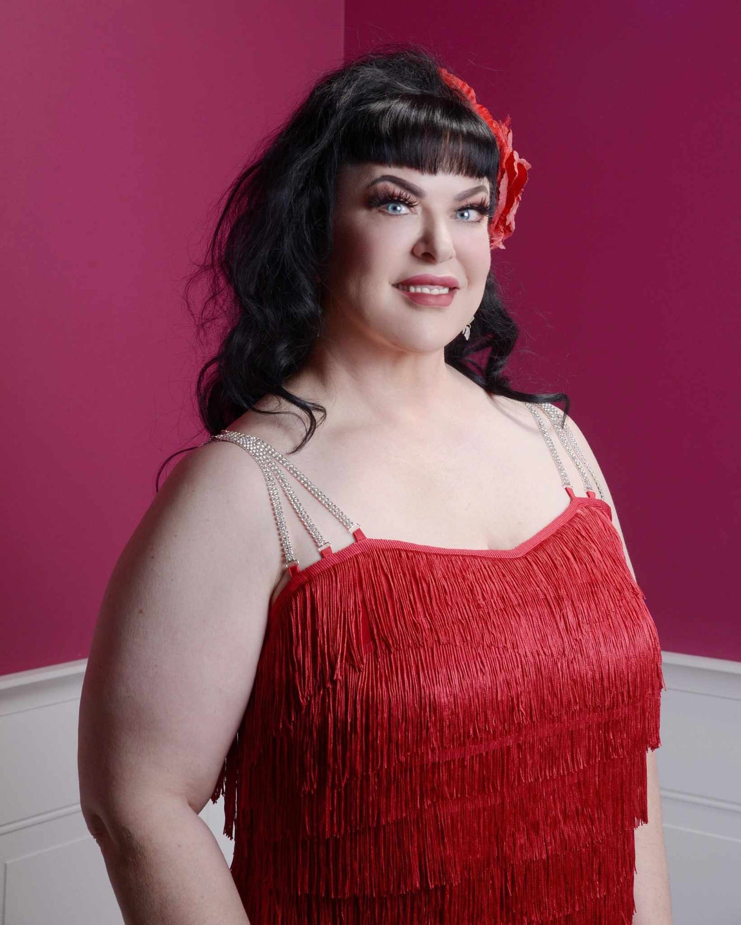 Jane Rose x The SYS, "Bad Little Betty" Red Fringe Dress