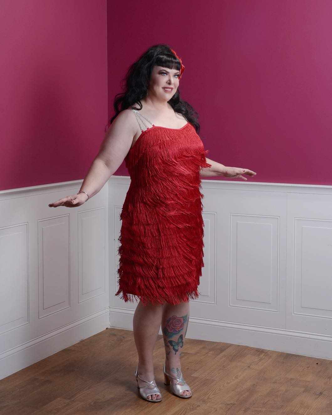 Jane Rose x The SYS, "Bad Little Betty" Red Fringe Dress