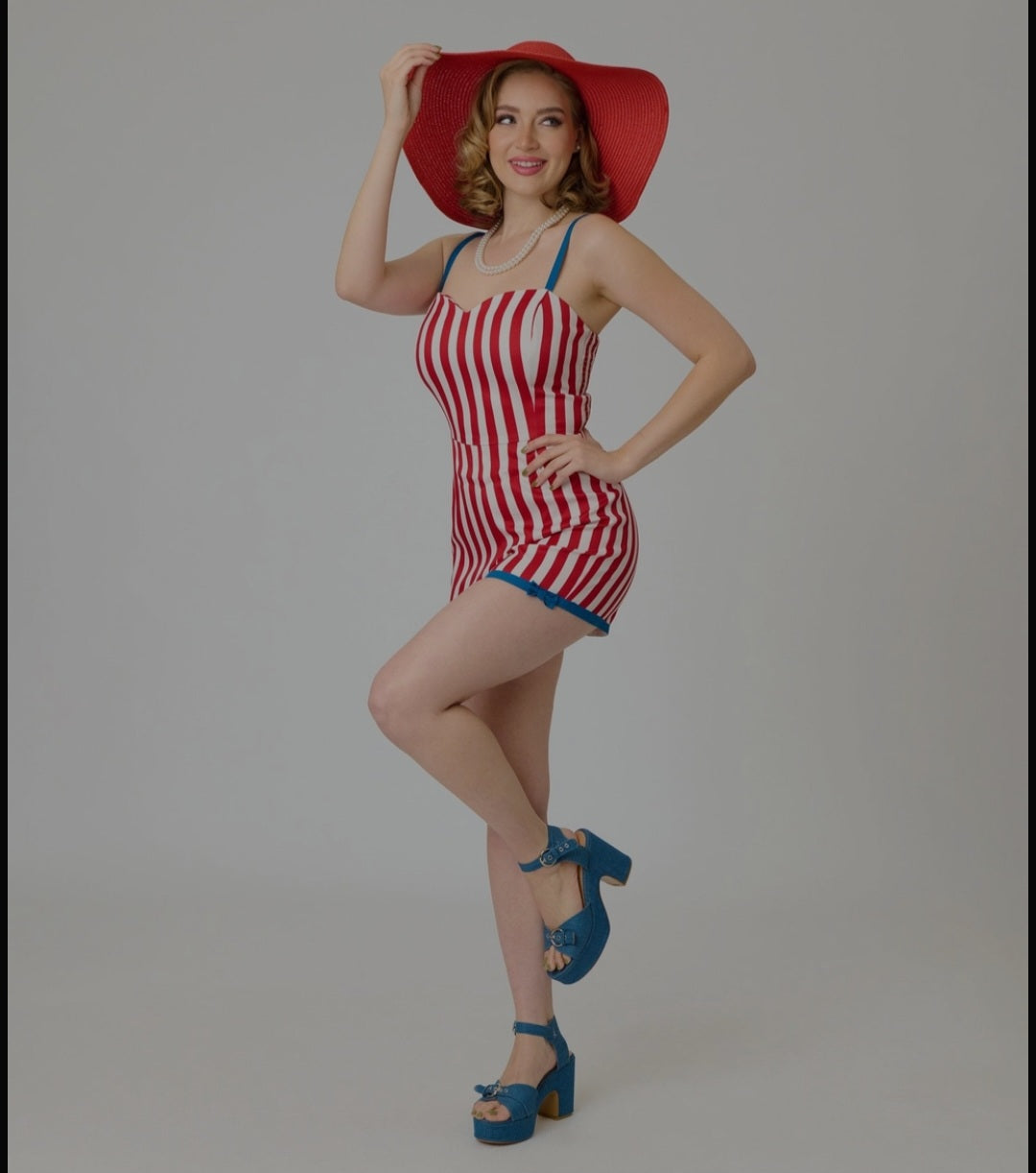Red & White Romper & Skirt (2pc Set)